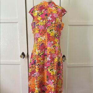 VINTAGE Floral Multicolor 1960s Women's Dress Sz M/L